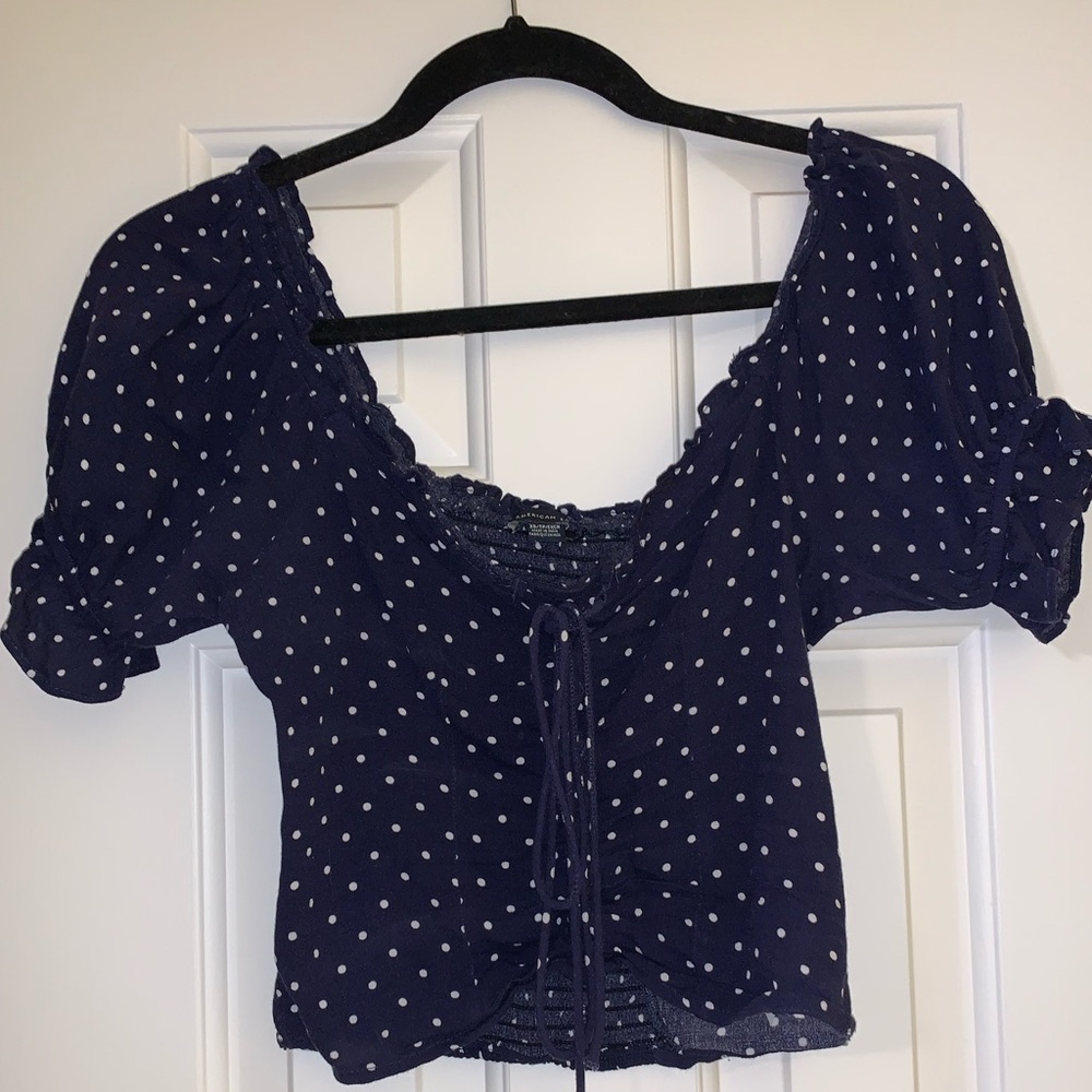 American eagle cap sleeve corset top- polka dots